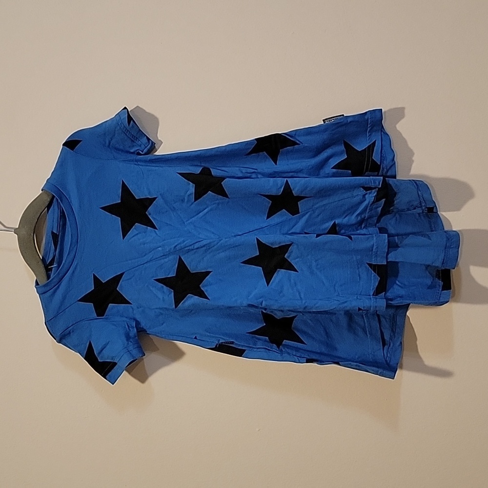 Nununu blue dress black star size 18-24 nwt